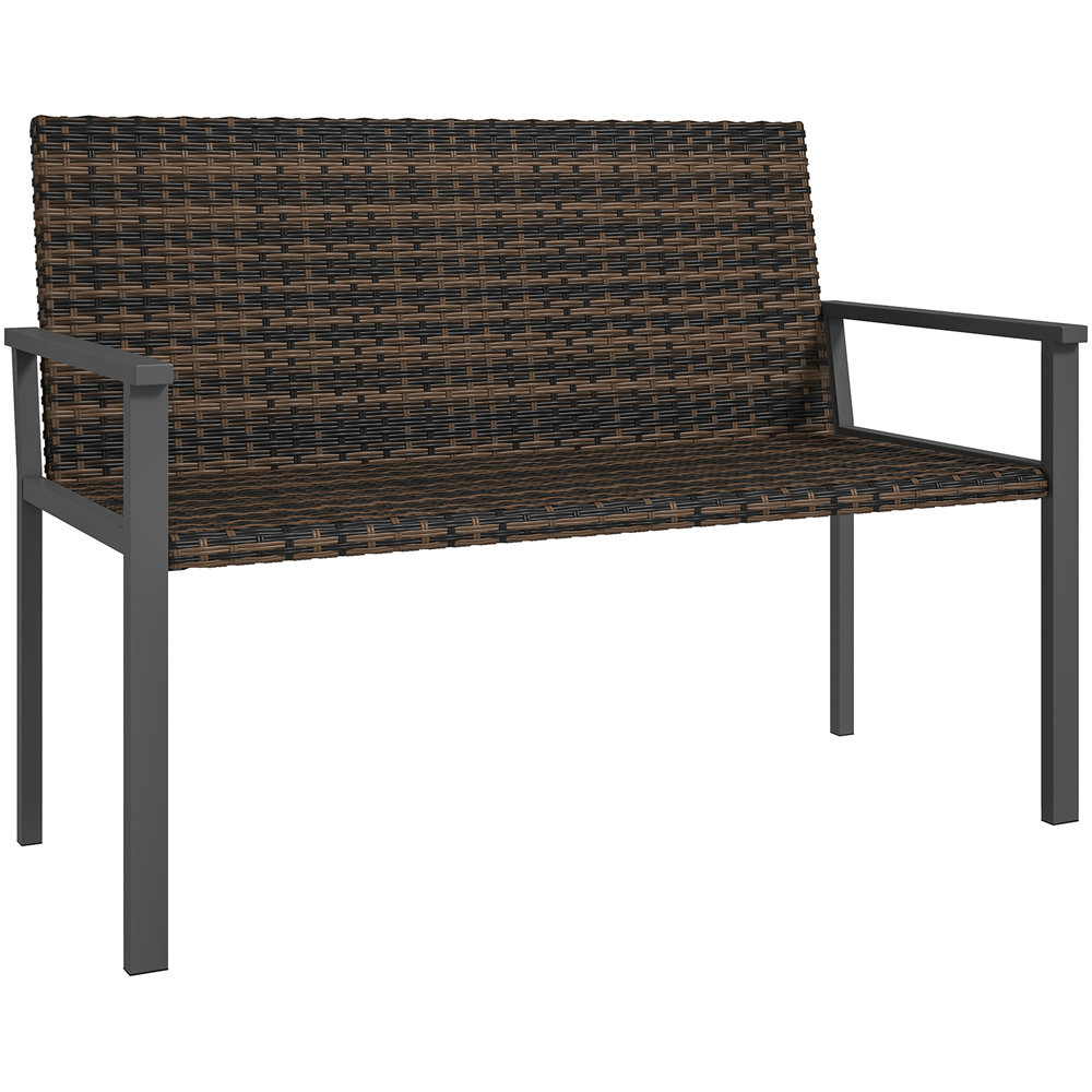 Outsunny 2 Seater Mixed Brown Rattan Garden Bench Loveseat Image 2
