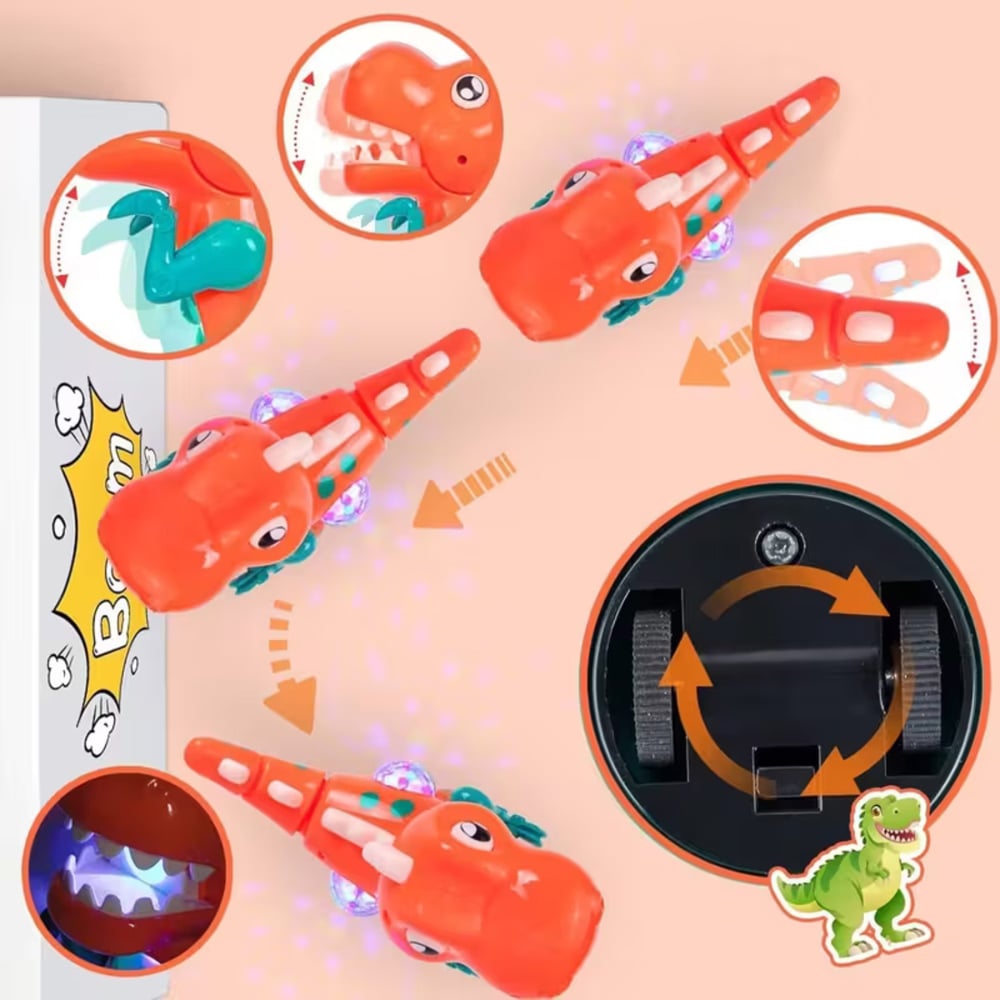 Alivio Orange Crawling Walking Musical LED Dinosaur Toy Image 5