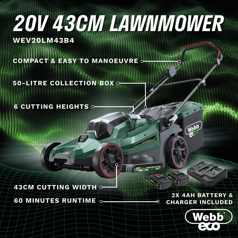 Webb Eco 40V 43cm Rotary Cordless Lawnmower Image 9