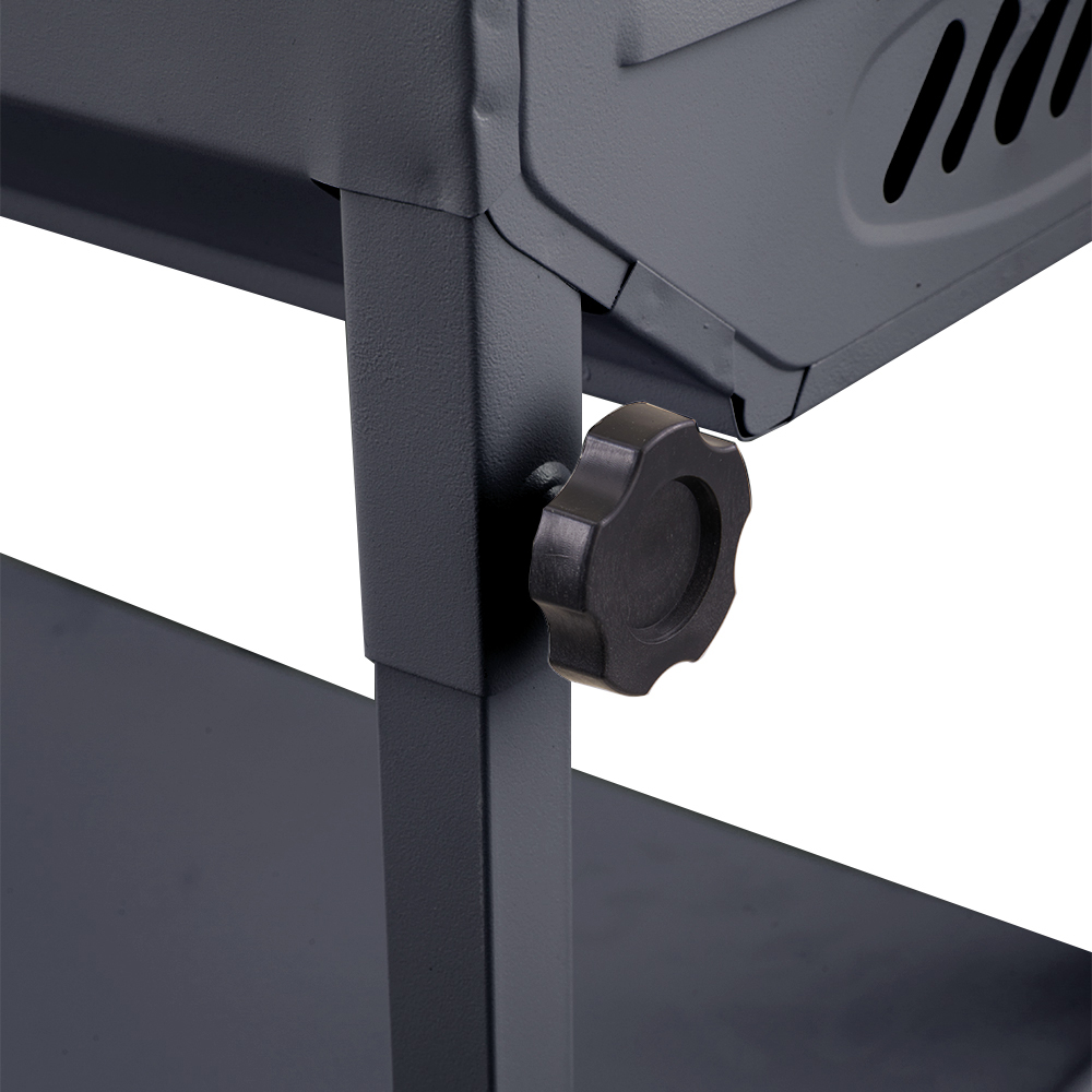 Living and Home Black Portable Outdoor Charcoal Grill with Folding Side Table Image 5
