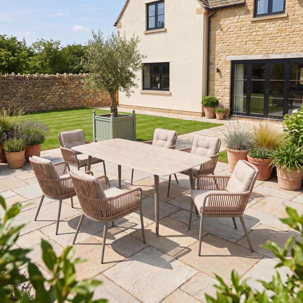 Artemis Home Westcott 6 Seater Brown Garden Dining Set Image 2
