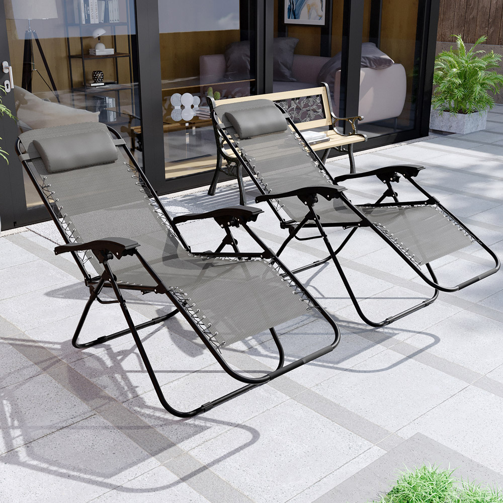 GARDEN VIDA Set of 2 Grey Zero Gravity Chair Image 4