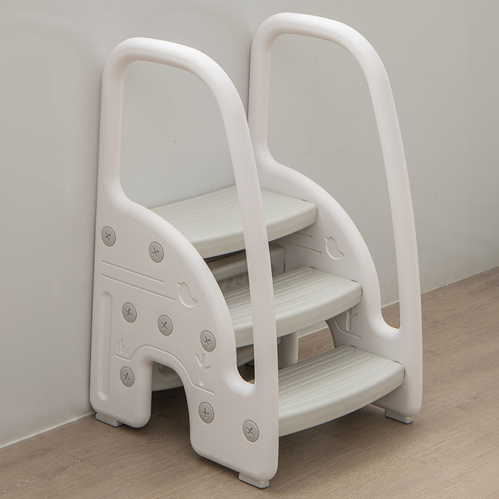 Costway Grey Dual Height Kids Learning Step Stool with Safety Handles Image 1