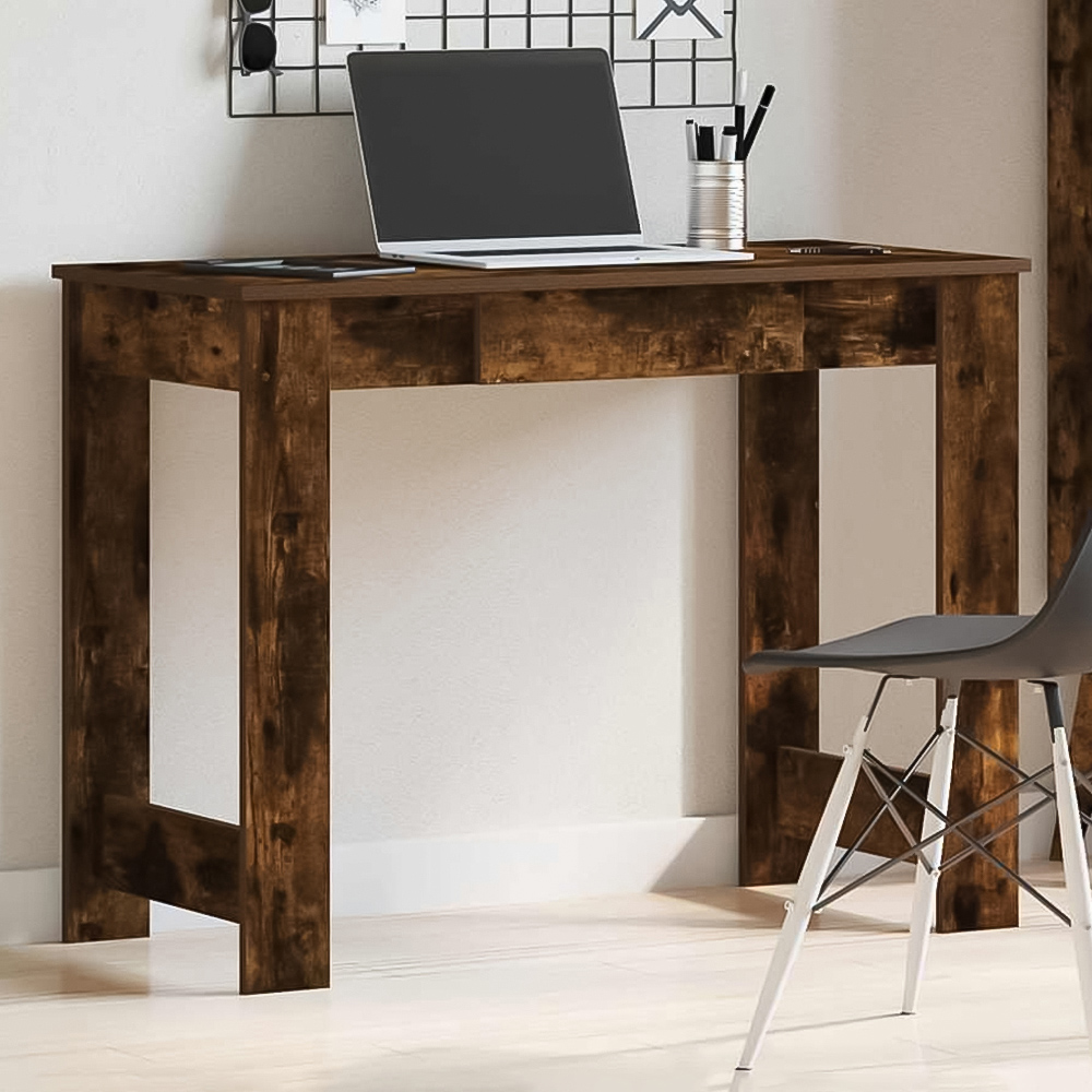 vidaXL Large Desk Smoked Oak Image 1