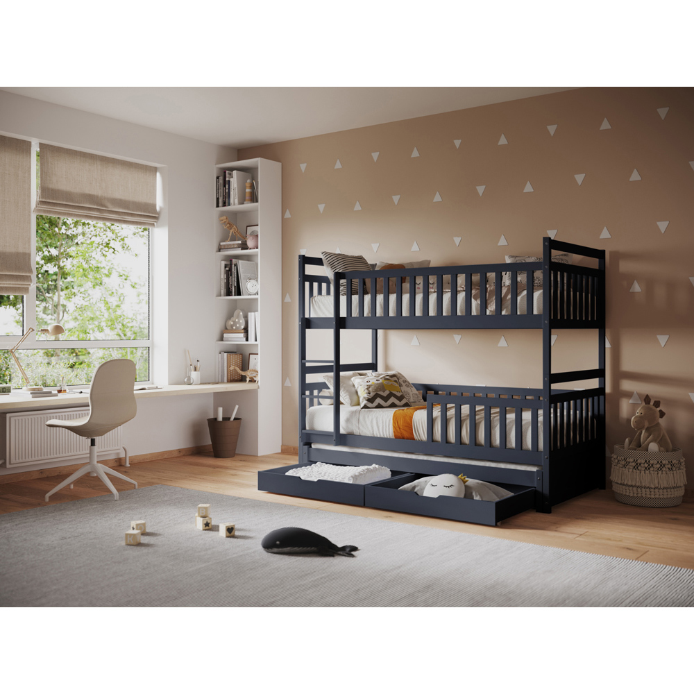 Flair Elvis Grey 2 Drawer Wooden Bunk Bed with Trundle Image 2