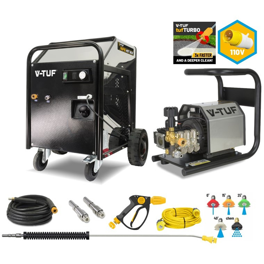 V-TUF 110C Industrial Portable Wall Mountable Pressure Washer with Hot Water Stone Cleaning Kit Image