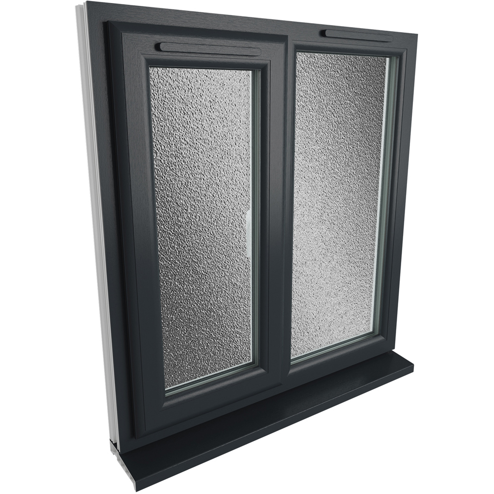 Crystal uPVC Double Glazed Window LH Side Hung Next to a Fixed Grey White Obscure Glass 905x965mm Image 9