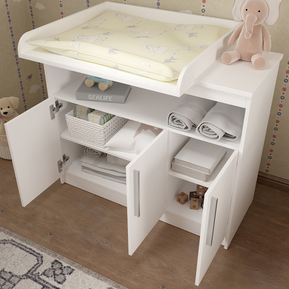Shefa 1100 3 Door Single Shelf White Kids Changing Unit Image 4