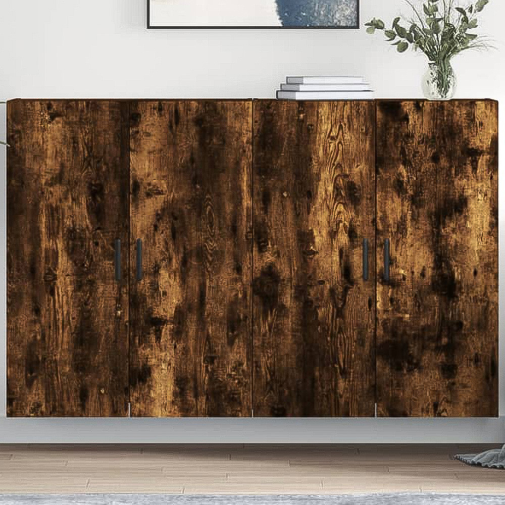 vidaXL 2 Door Smoked Oak Wall Mounted Cabinet Set of 2 Image 1