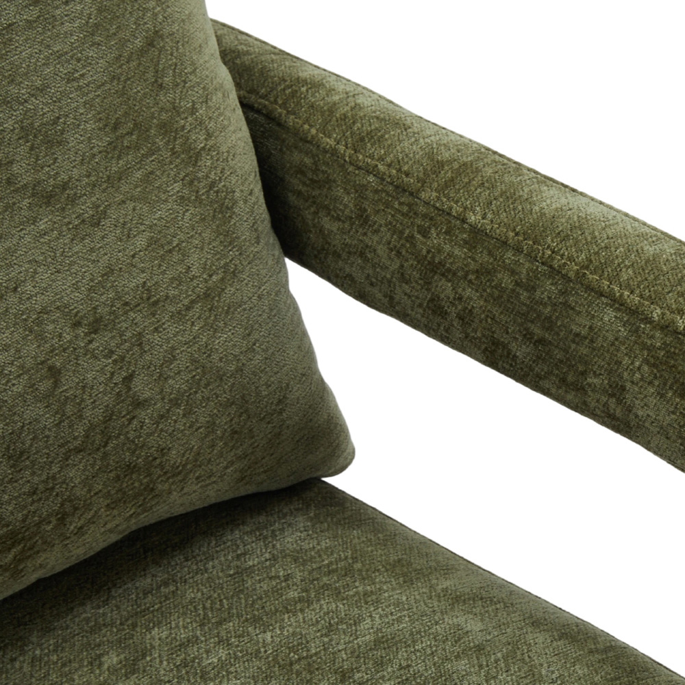 Living and Home Green Chenille Upholstered Accent Chair with Lumbar Pillow Image 4