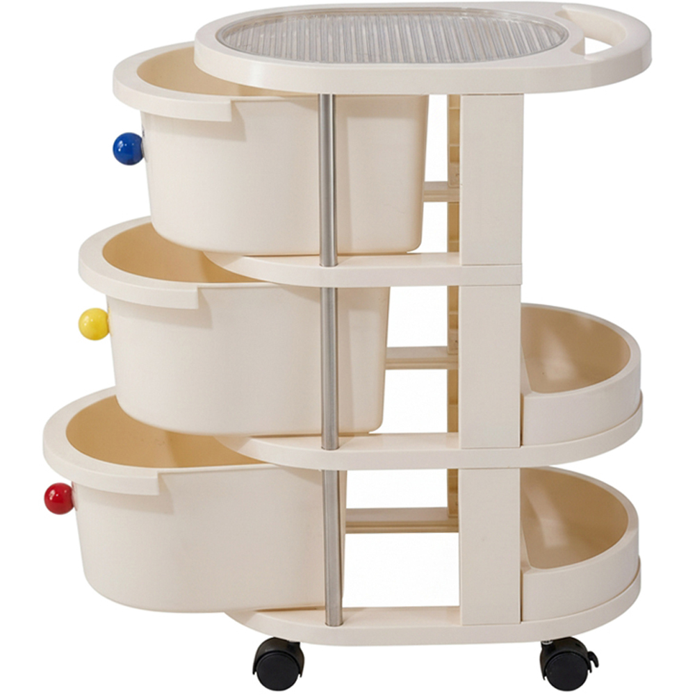 Living and Home 3 Drawer Cream Rolling Storage Cart Image 5