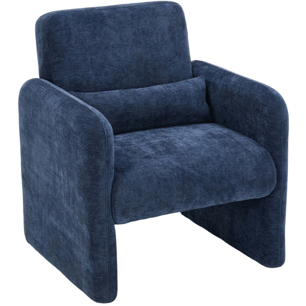 Living and Home Blue Chenille Upholstered Accent Chair with Lumbar Pillow Image 2