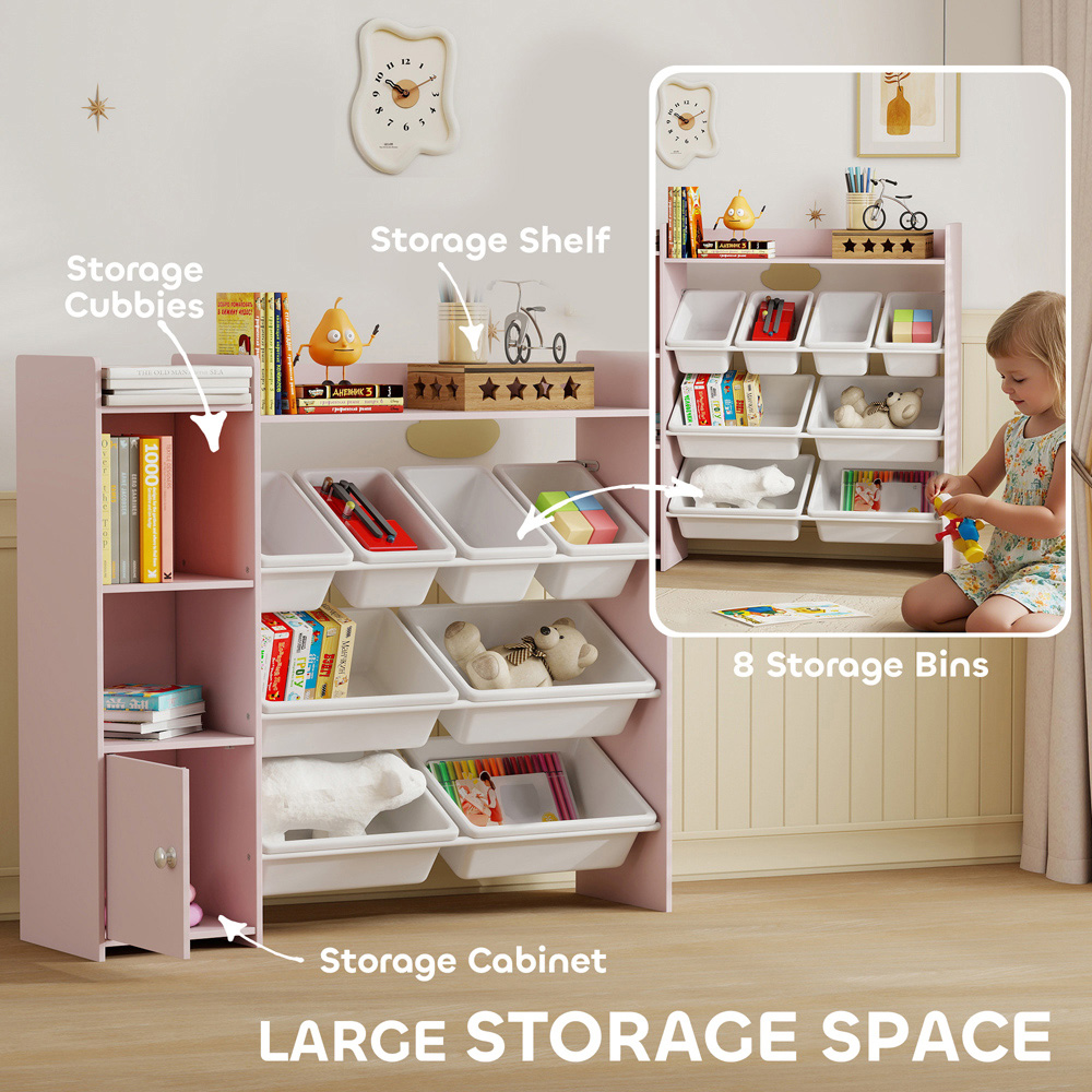 AIYAPLAY 8 Bins Pink Toy Storage Unit Image 8