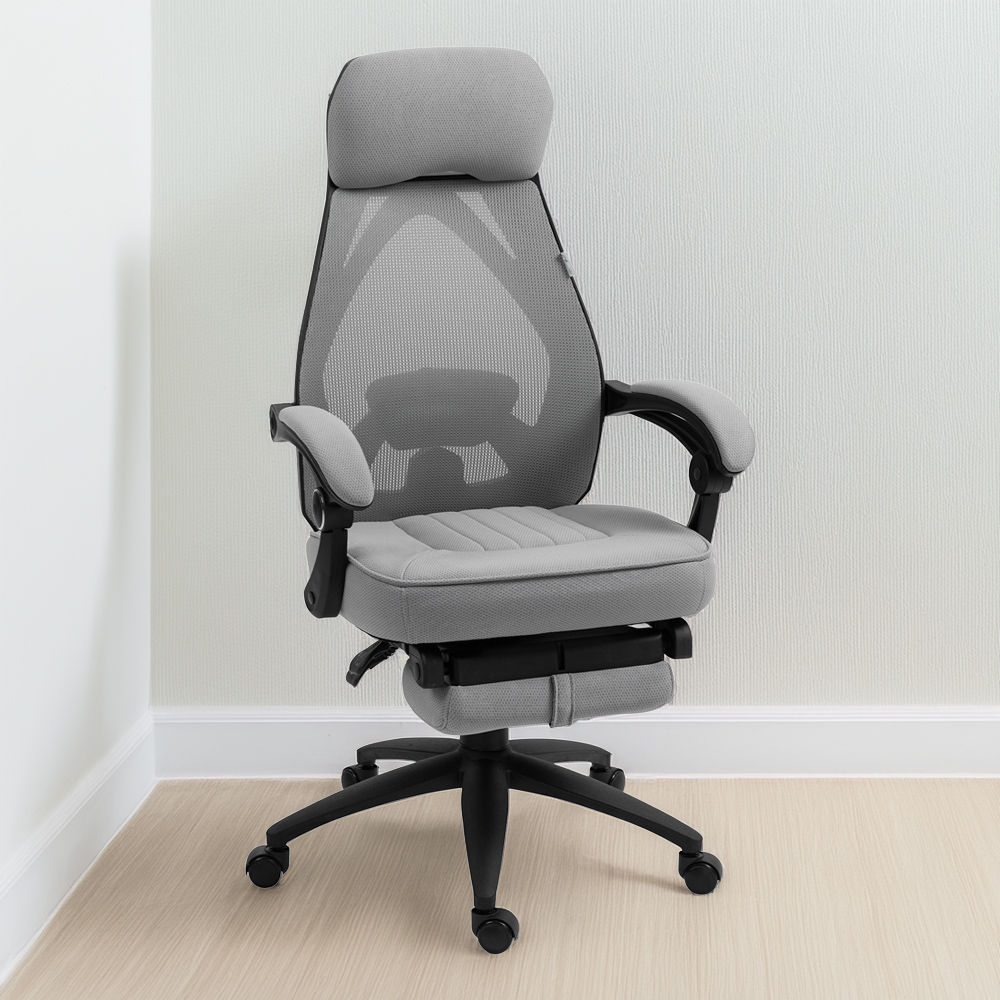 Portland Dark Grey Mesh Swivel Home Office with Footrest Image 1