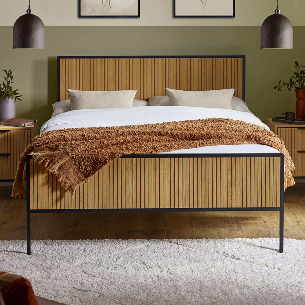 Julian Bowen Sia King Size Oak Effect Bed Frame Image 1