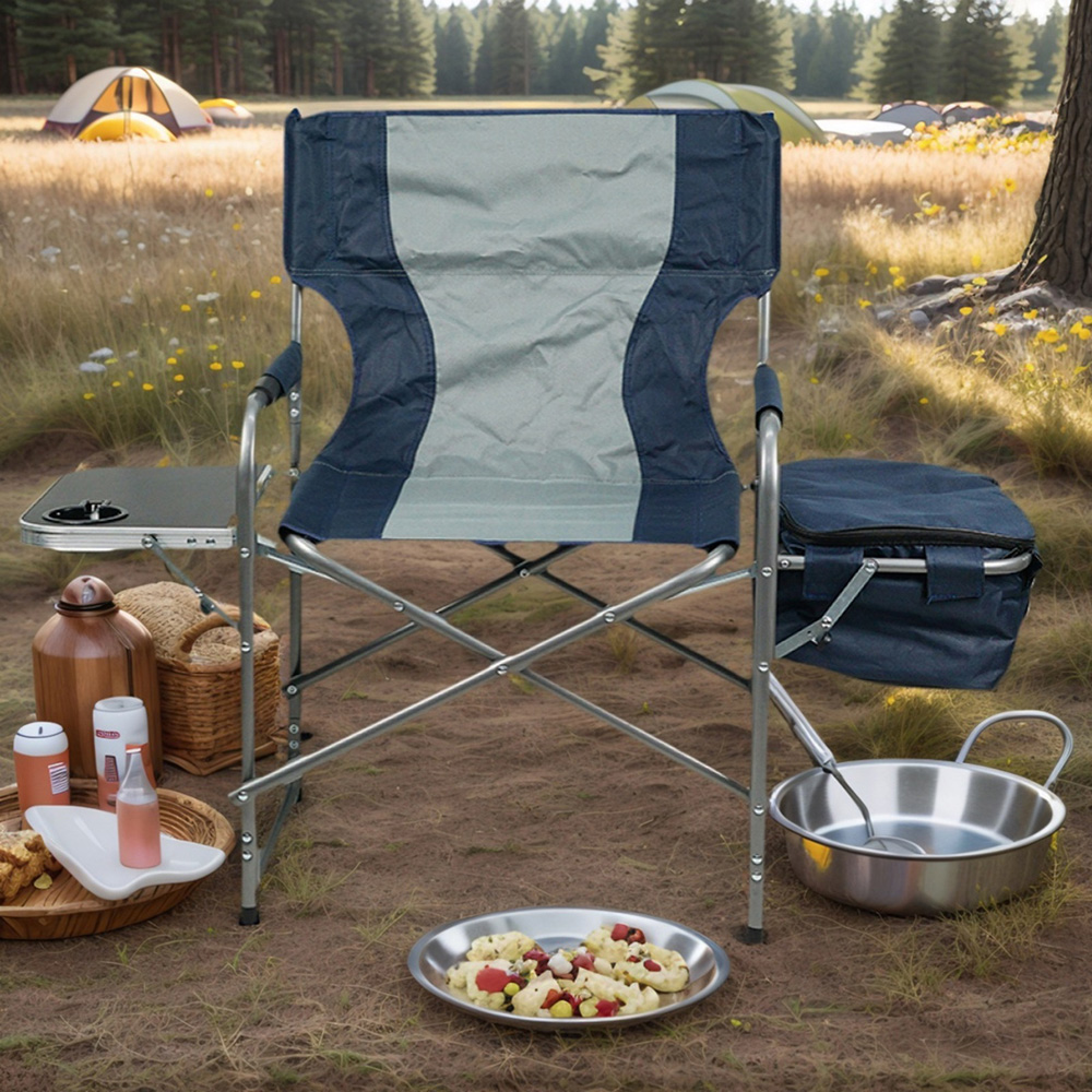 Gr8 Garden Folding Directors Camping Chair with Side Table and Cooler Bag Image 2