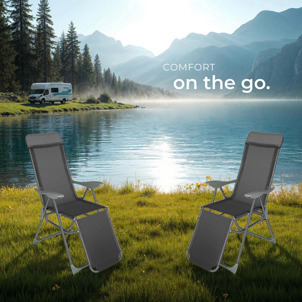 tectake Jana Set of 2 Anthracite Garden Chairs Image 8