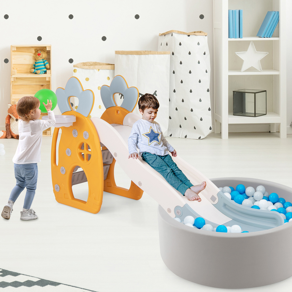 Costway Kids Freestanding Foldable Slide with Climber Image 2