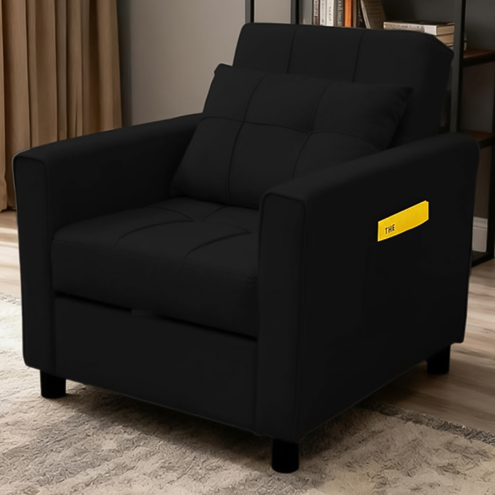 Alivio Singel Seater 3-in-1 Black Convertible Sofa Bed Chair Image 1