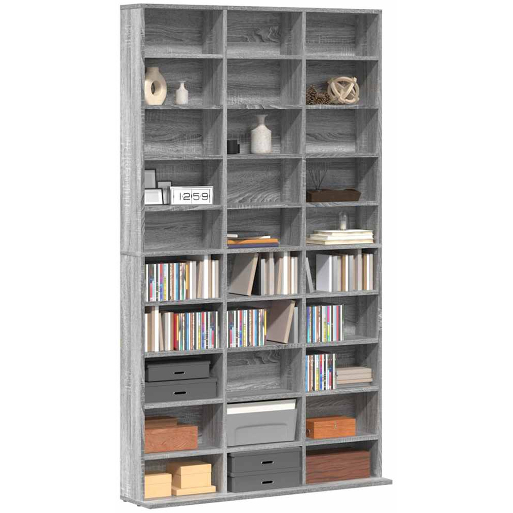 vidaXL 30 Shelf Grey Sonoma CD Cabinet Image 3