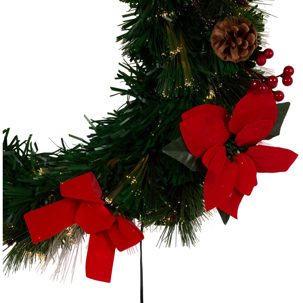 Red Poinsettia Fibre Optic Wreath Image 5