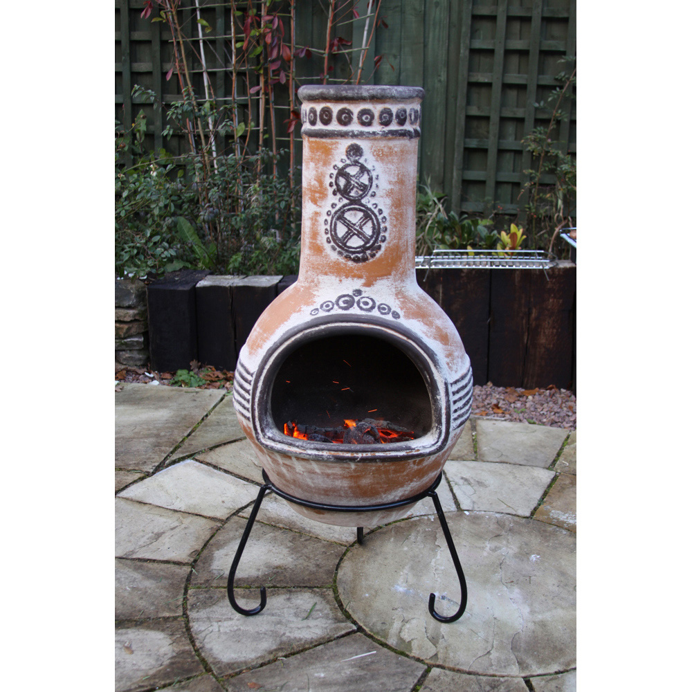Gardeco Azteca Large Yellow Mexican Chimenea with Stand and Lid Image 4