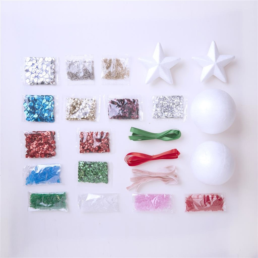 Simply Make Multicolour Sequin Ornament Craft Kit 4 Pack Image 2