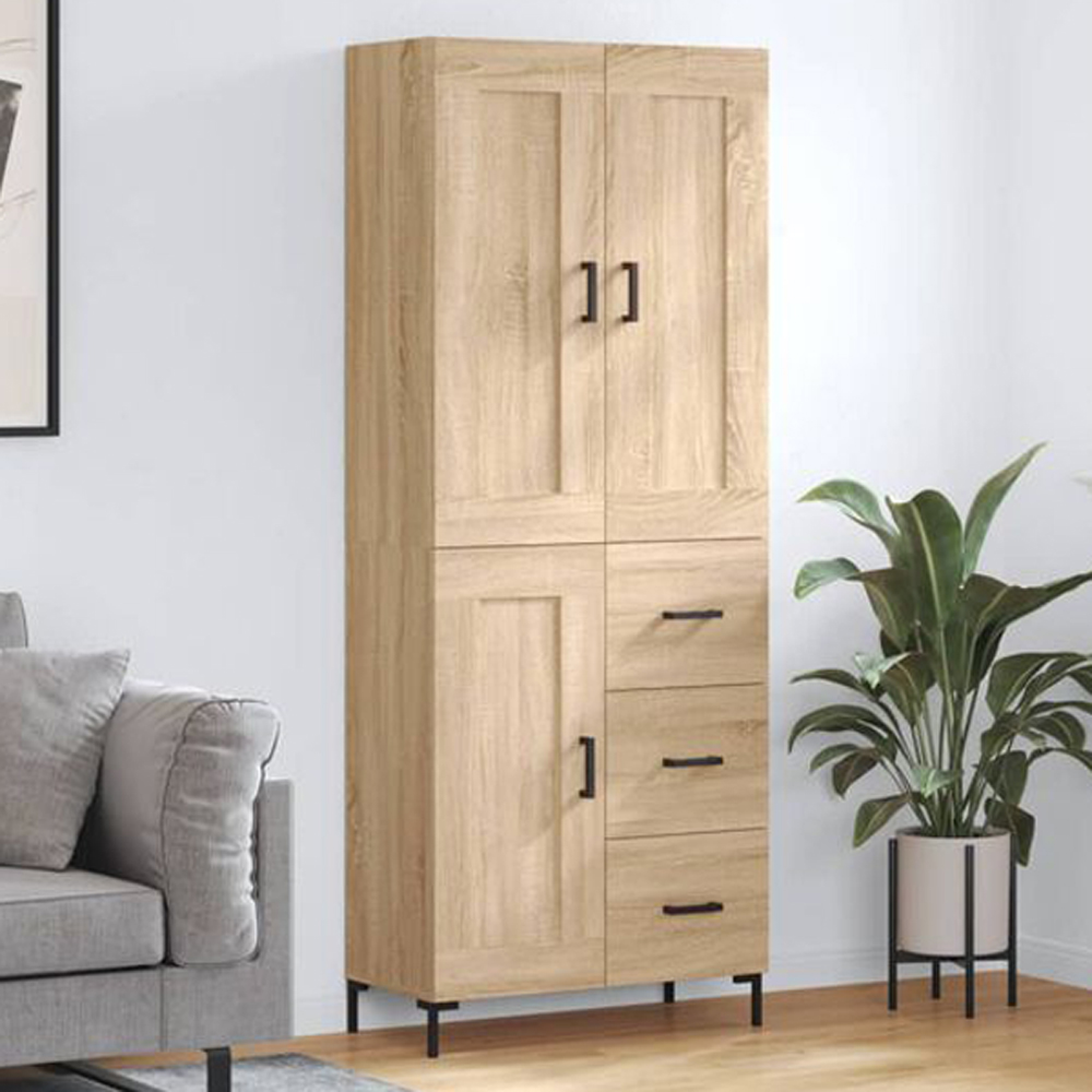 vidaXL 3 Door 3 Drawer Sonoma Oak Highboard Image 1