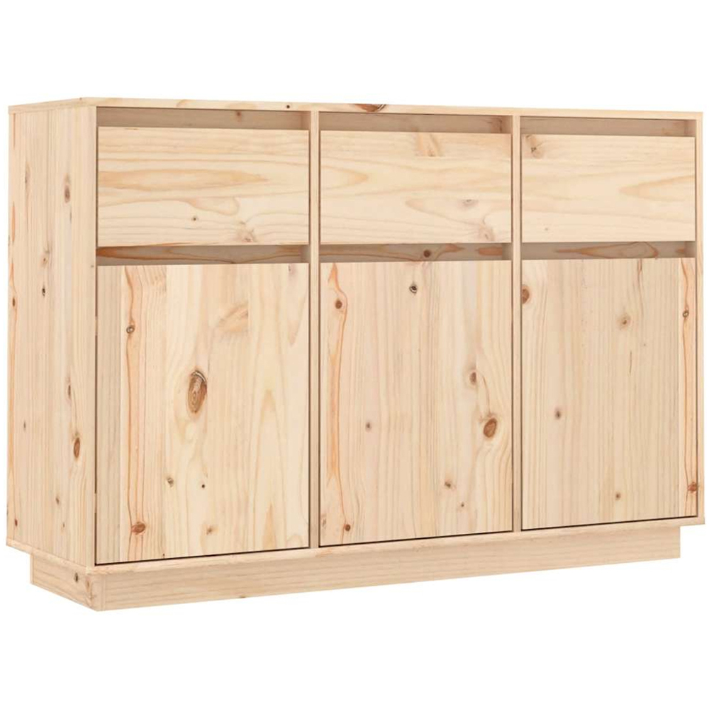 vidaXL 3 Door 3 Drawer Natural Solid Pine Wood Sideboard Image 2