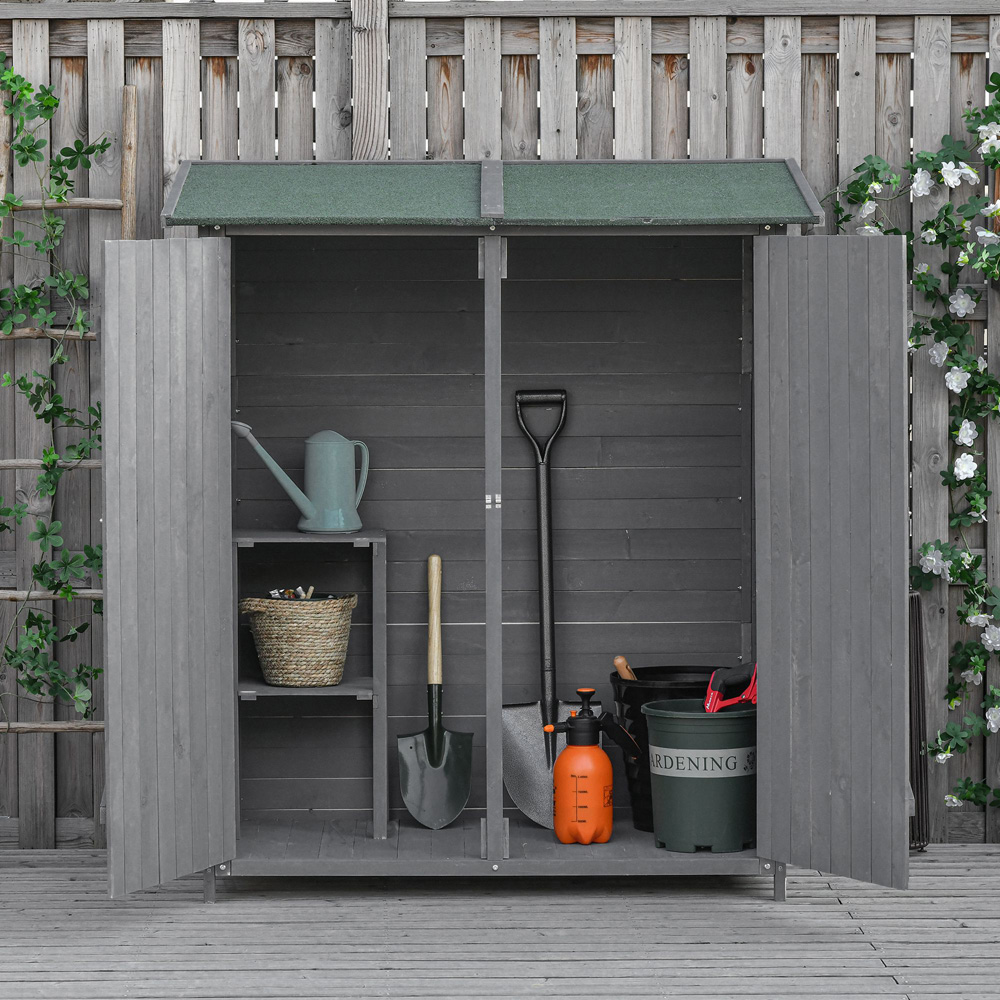 Outsunny 4.6 x 2.5ft Dark Grey Wooden Garden Shed Image 4
