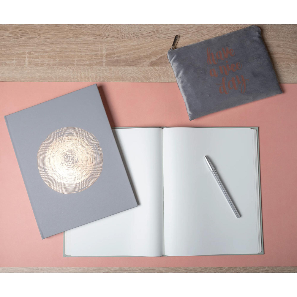 Exacompta Ellipse Grey Rose Gold Embossed Guest Book with Gold Edges 100 Pages Image 2