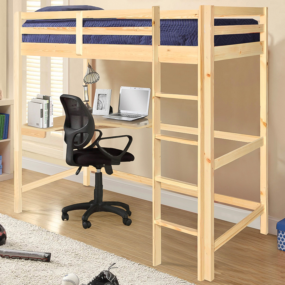 Comfy Living Single Natural High Sleeper with Corner Desk Image 1