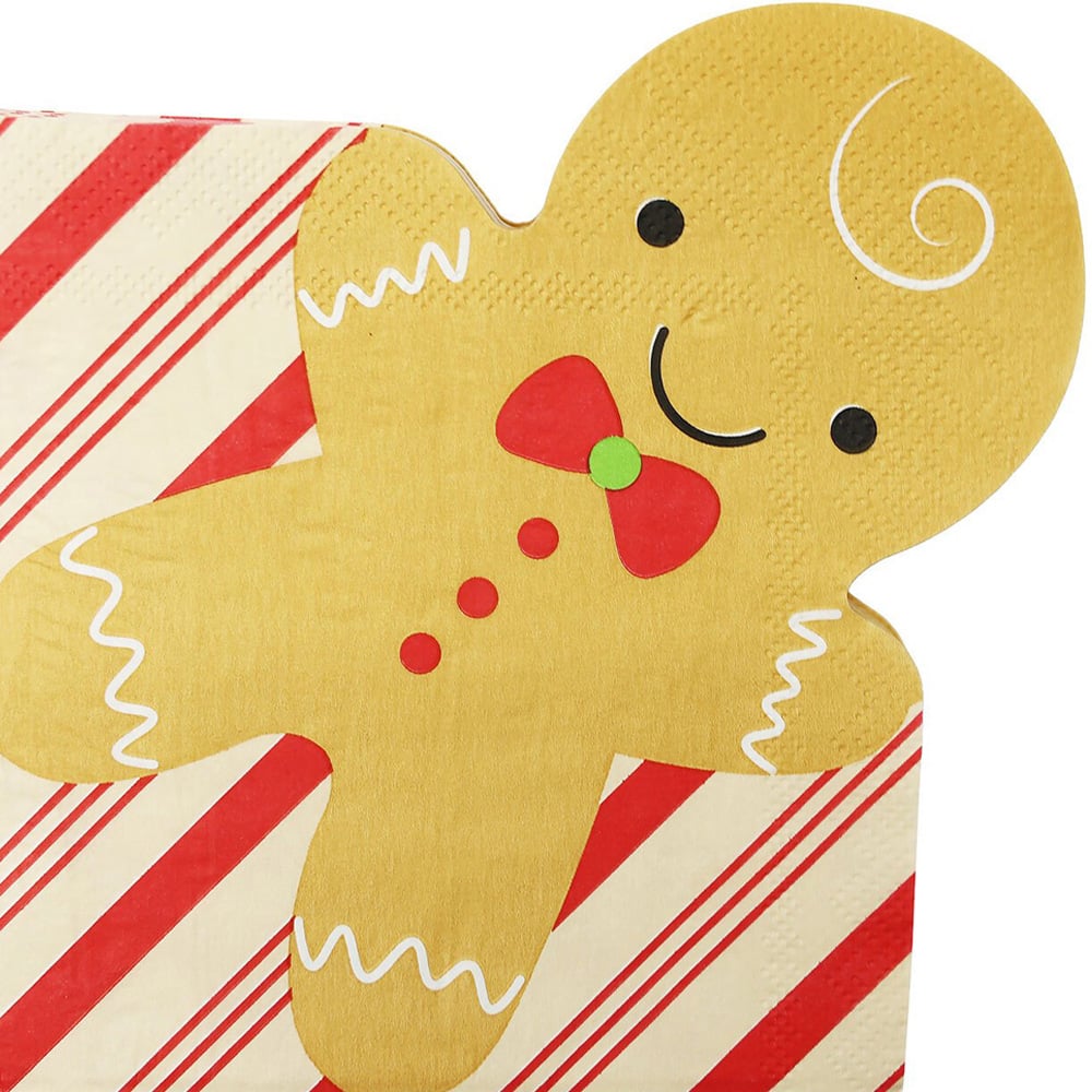 Pack of 16 Gingerbread Shaped Napkins - Multicolour Image 1