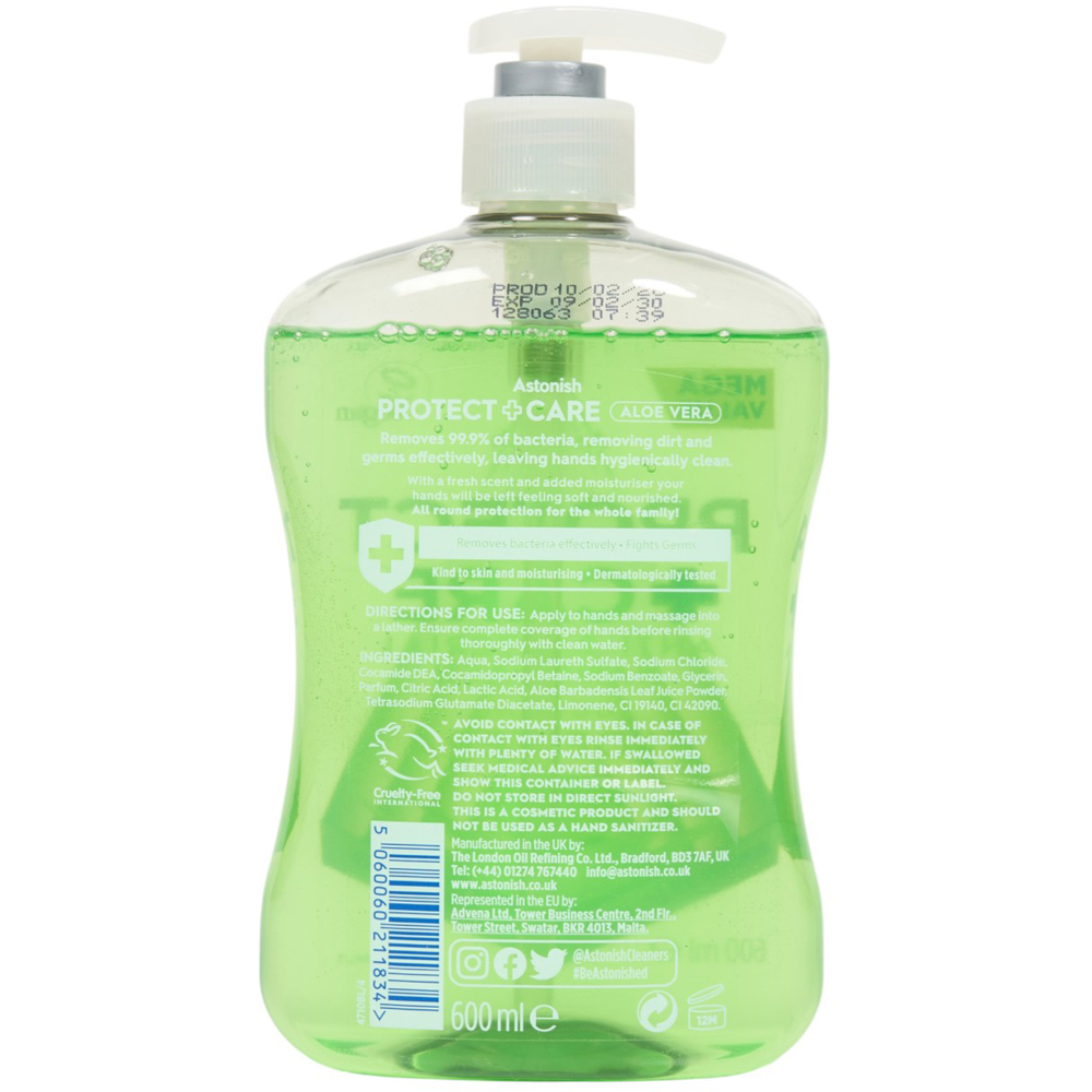 Astonish Aloe Vera Antibacterial Handwash 600ml Image 2