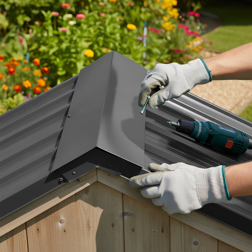 Harbour Housewares Anthracite Galvanised Steel Roofing Ridge Cap 30 x 60cm 5 Pack Image 6