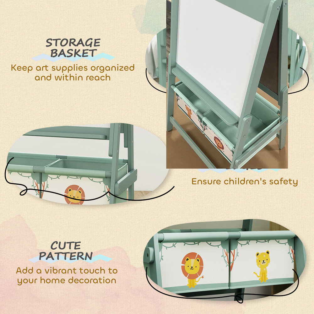 Tommy Toys 3-in-1 Kids Green Double Sided Easel with Paper Roll and Storage Box Image 7