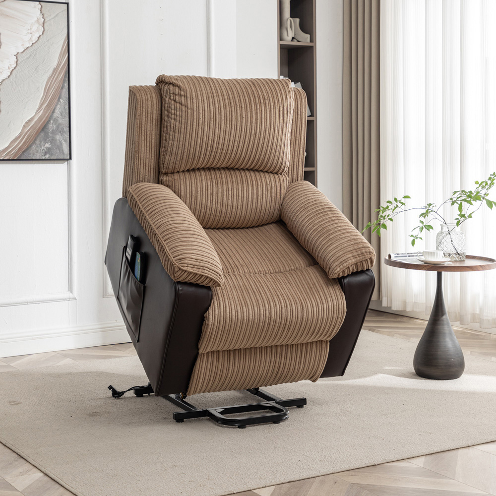 Furniture One Brown Electric Rise Recliner Armchair with Massager Image 7