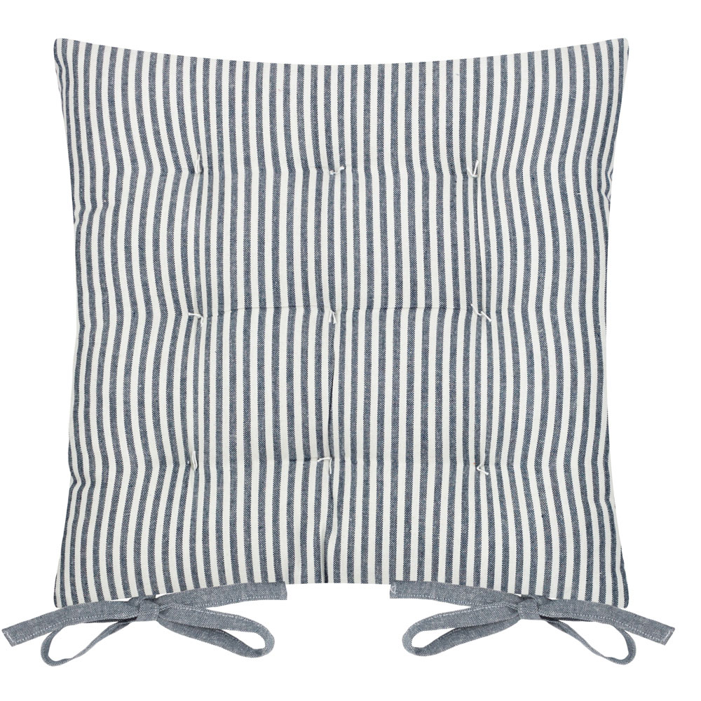 Yard Hayle Navy Striped Cotton Seat Pad 40 x 40cm 2 Pack Image 4