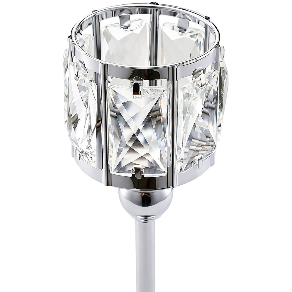 Living and Home Silver Crystal Panel Tiered Candle Holder Set of 3 Image 5