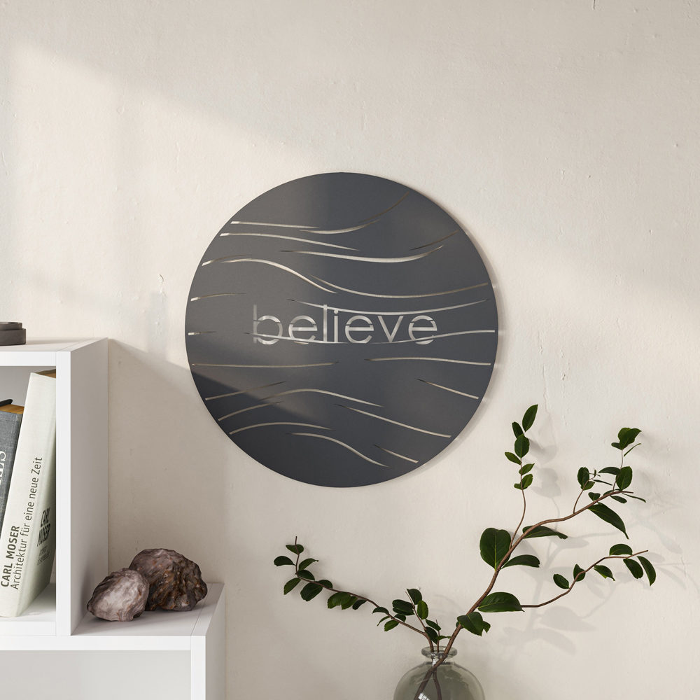 Decortie Black Metal Modern Believe Wall Art Image 3