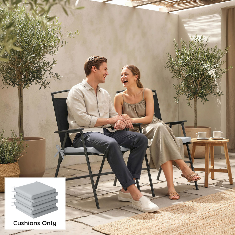 Outsunny Light Grey Seat Cushion with Machine Washable Cover 6 Pack Image 3