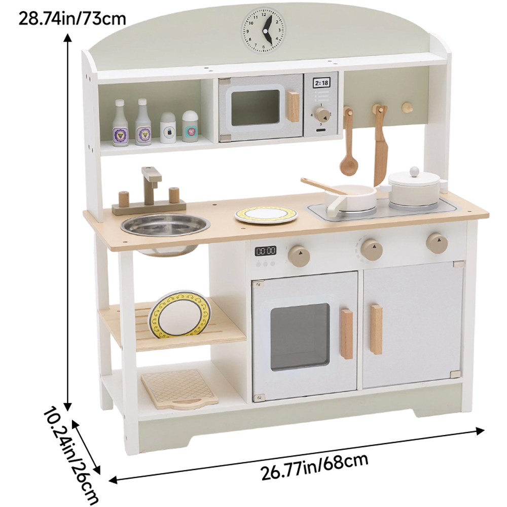 H&O Direct Kids Wooden Cooking Toy Kitchen Pretend Play Set Image 6