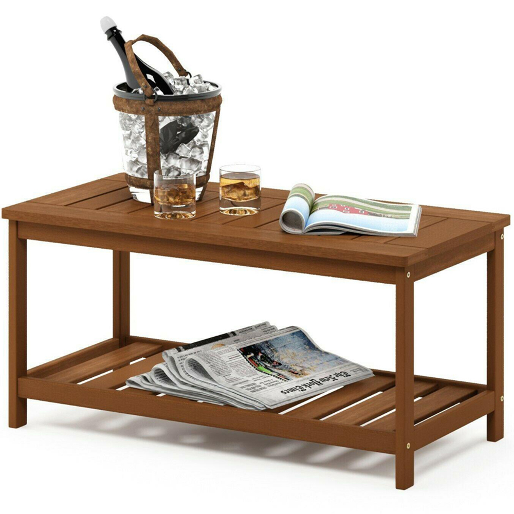 Walplus Tioman Single Shelf Natural Hardwood Coffee Table Image 4