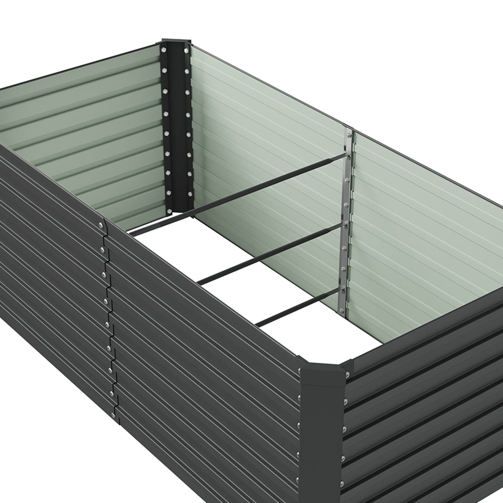 Living and Home Black Large Rectangular Galvanised Steel Raised Garden Bed 160 x 80cm Image 4