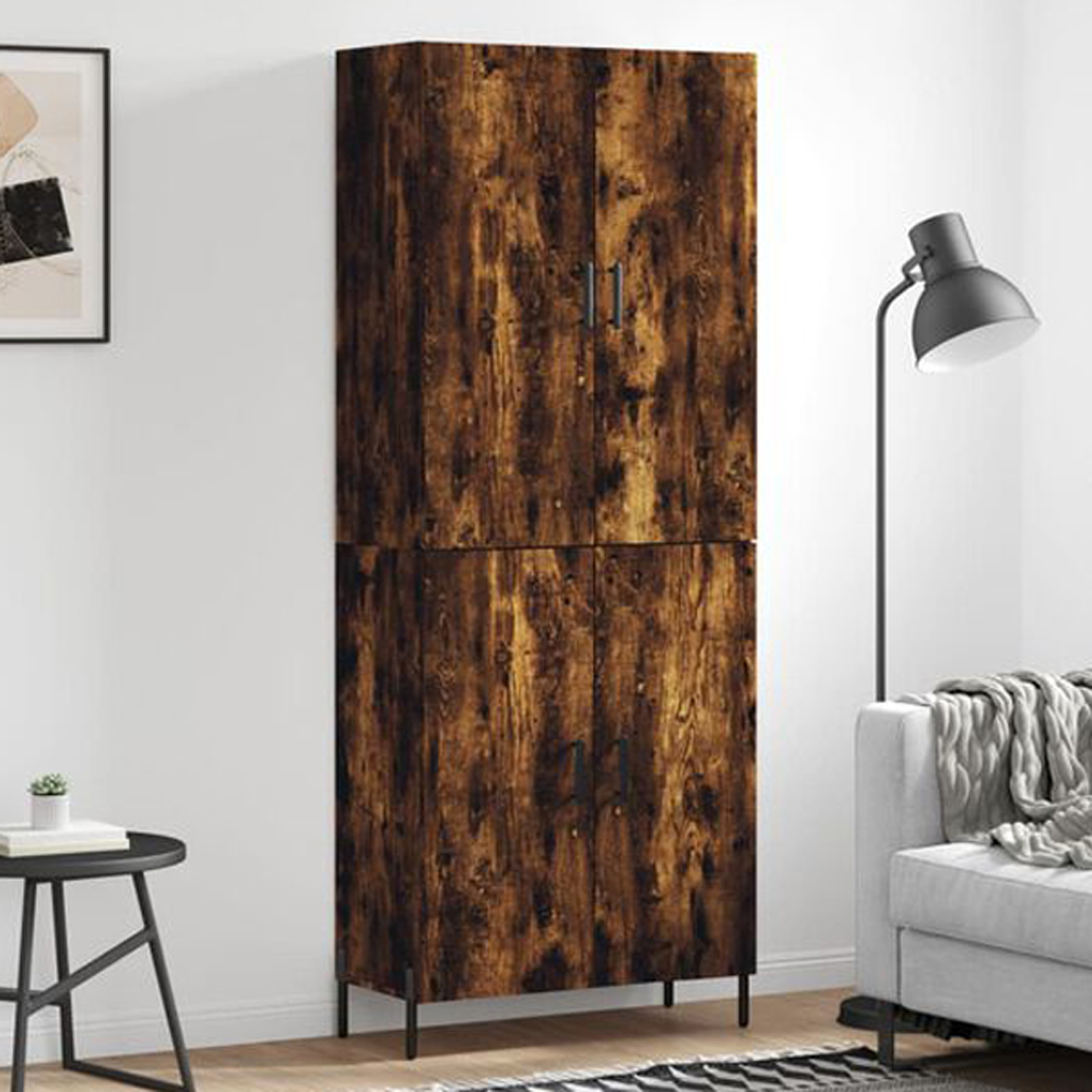 vidaXL 4 Door Smoked Oak Highboard Image 1