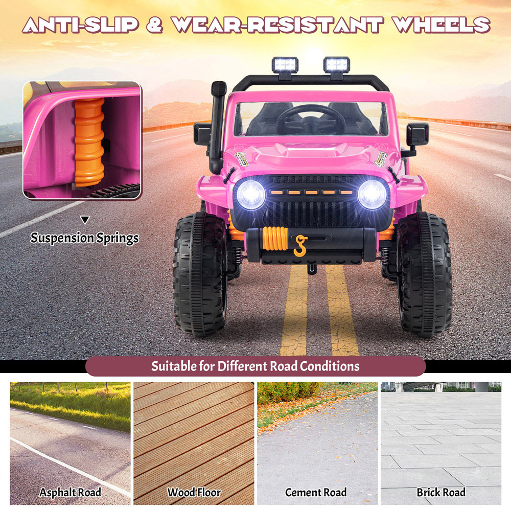 Costway Pink Kids Electric Ride On Car with Music and LED Light Image 7