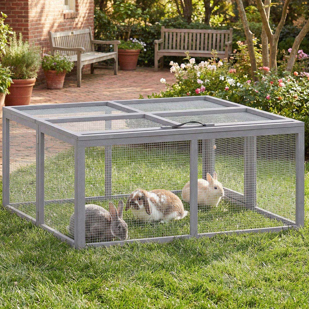 PawHut Foldable and Portable Rabbit Hutch with Open Top | Wilko
