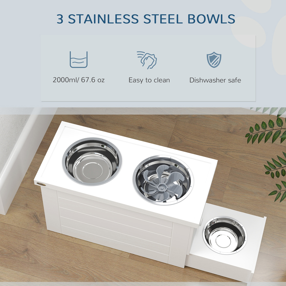 PawHut Semi Auto Dispenser Raised Dog Bowls with Slow Feeder Mat Image 6