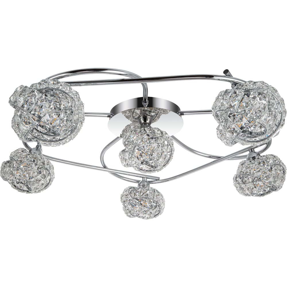 Cosylyte Mirri 6 Light Glass Beaded Shade Chrome Ceiling Light Image 1