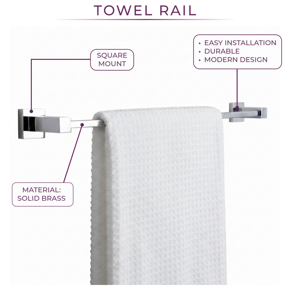 Go Bathrooms Froma Chrome Wall Mounted Towel Rail 600mm Image 3